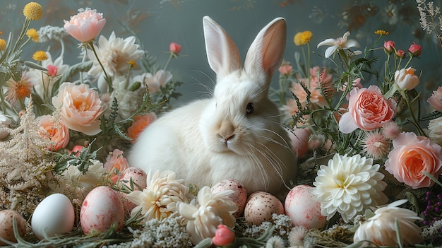 Free photo 3d rendering of easter bunny painting  in dark ages