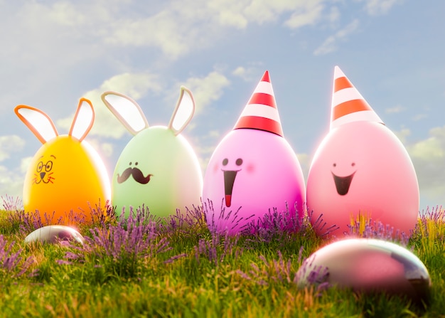 Foto gratuita rappresentazione 3d delle uova di pasqua