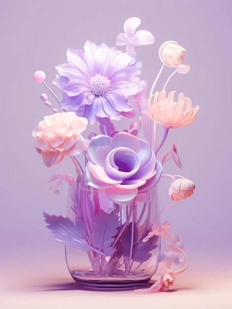 Foto gratuita rendering 3d di un'elegante composizione floreale