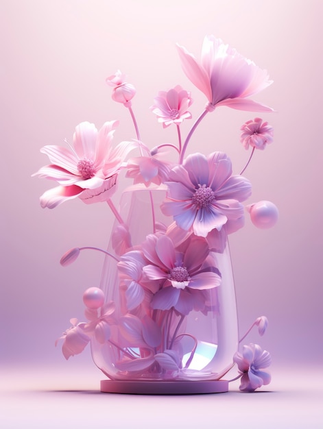 Foto gratuita rendering 3d di un'elegante composizione floreale