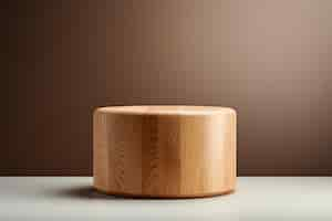 Free photo 3d rendering of empty round wooden podium for product display studio background