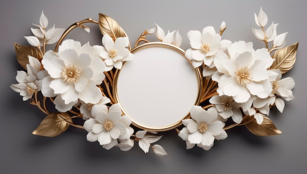 Free photo 3d rendering of floral decorated frame