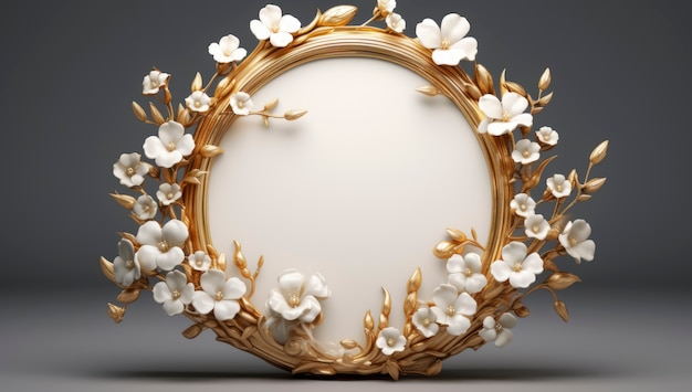 3d rendering of floral decorated frame