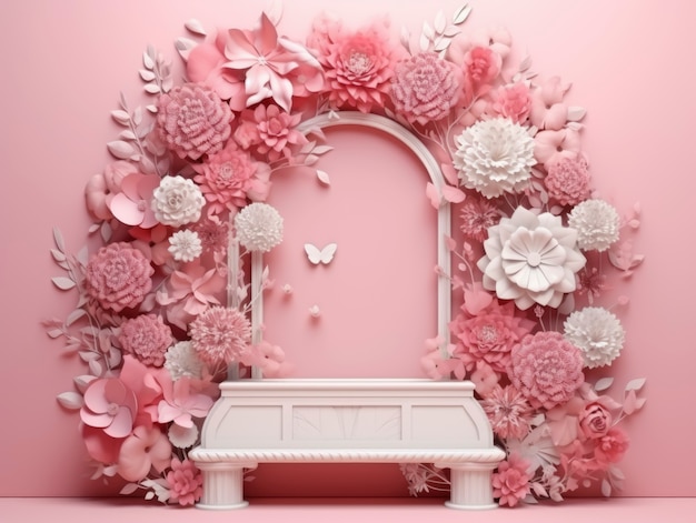 Free photo 3d rendering of floral frame