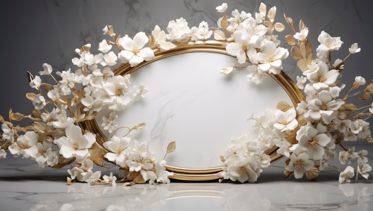 無料Photo 花の装飾が施されたフレームの 3 d レンダリング