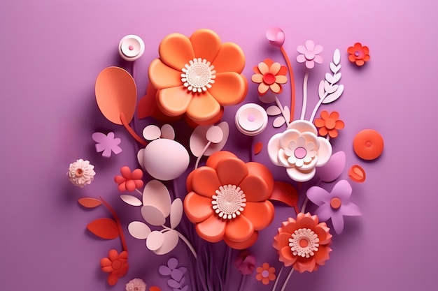 Free photo 3d rendering of flowers