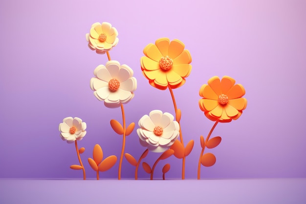 Foto gratuita rendering 3d di fiori