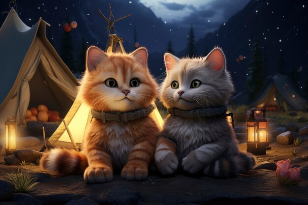 3d rendering of forest cat