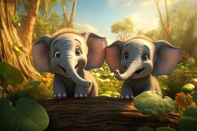 Foto gratuita rendering 3d dell'elefante della foresta