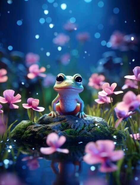 3d rendering of forest frog