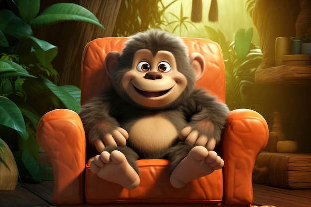 Free photo 3d rendering of forest monkey