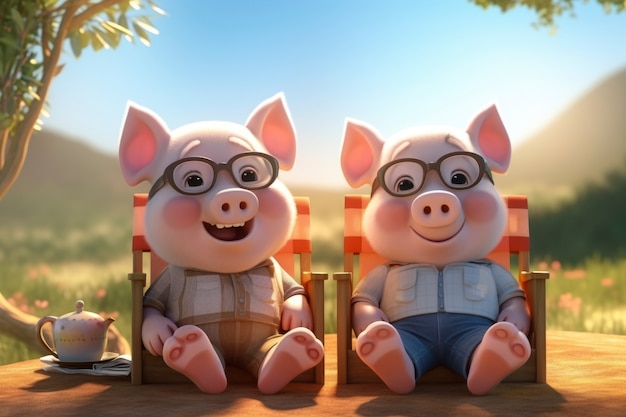 3d rendering of forest pigs
