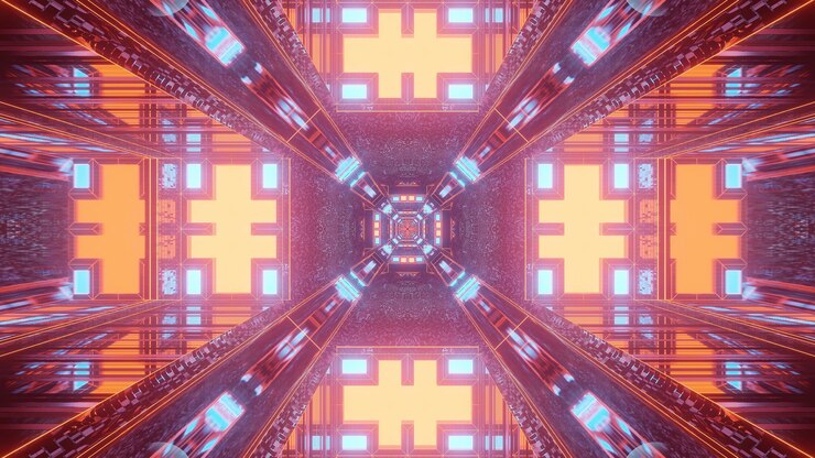 Free Photo 3d rendering futuristic sci-fi colorful techno lights creating cool shapes- a cool background
