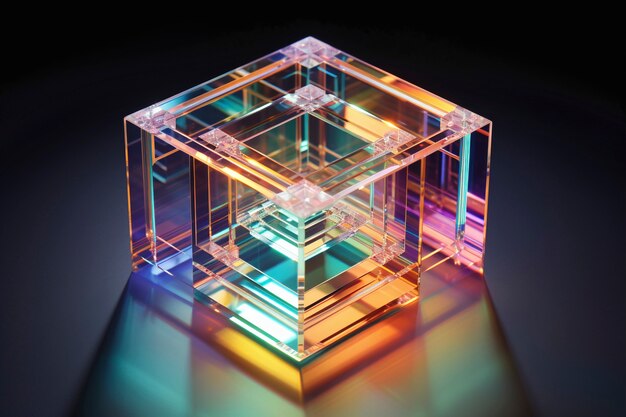 3D レンダリング ジオメトリック・ガラスの形状
