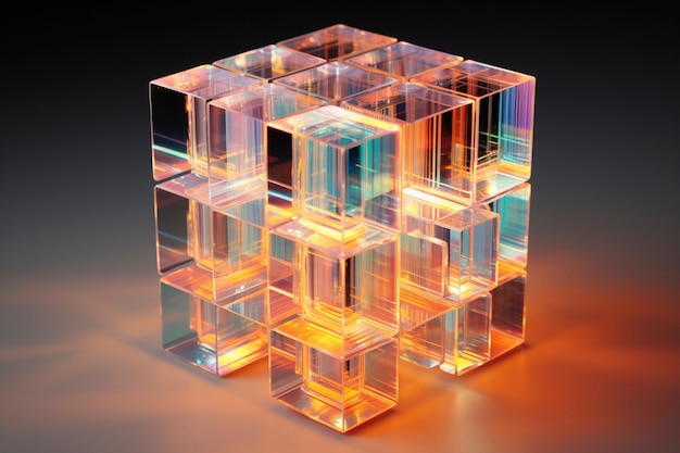 3D レンダリング ジオメトリック・ガラスの形状