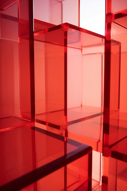3d rendering of glass geometric shapes