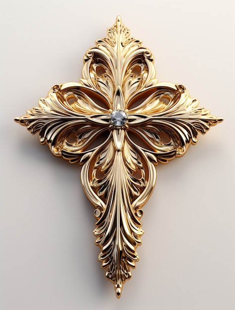 3d rendering of golden cross