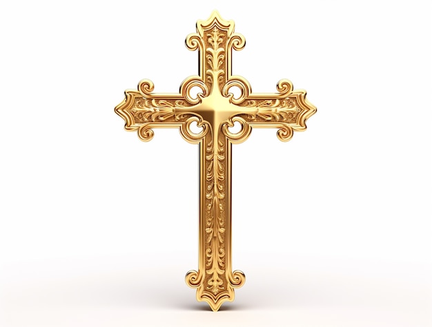 Free photo 3d rendering of golden cross