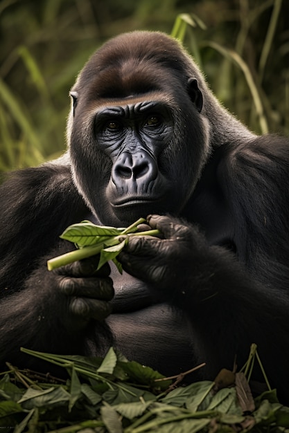 Free photo 3d rendering of gorilla portrait