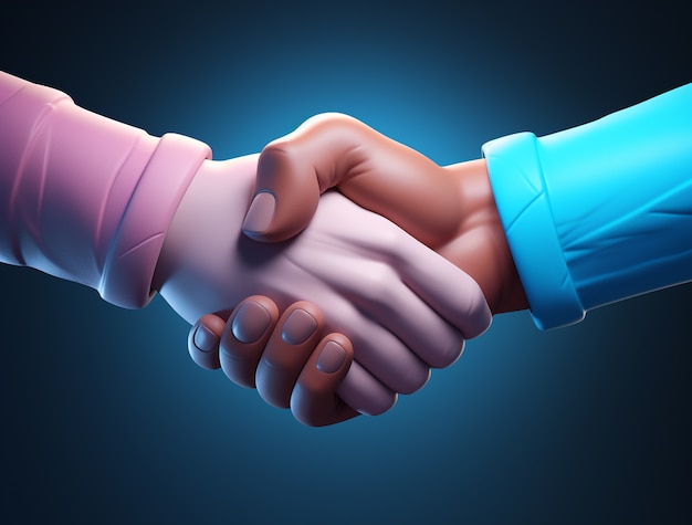 3d rendering of hand shake