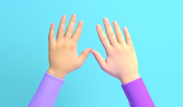 Foto gratuita rappresentazione 3d delle mani in su