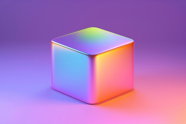 Free Photo 3d rendering of holographic cube