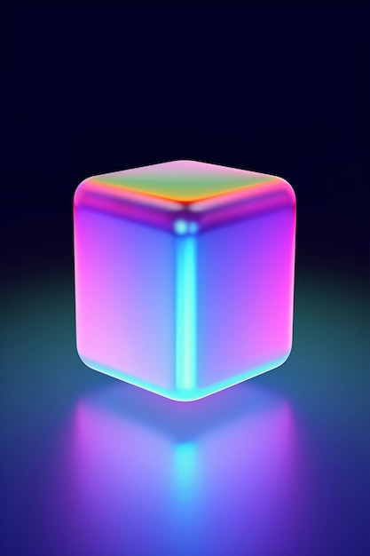 Free photo 3d rendering of holographic cube