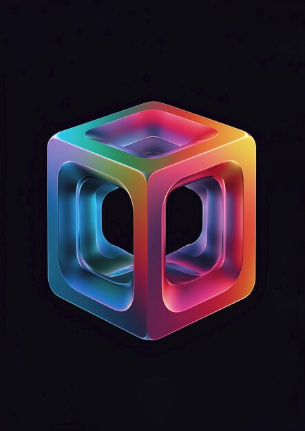 3d rendering of holographic cube