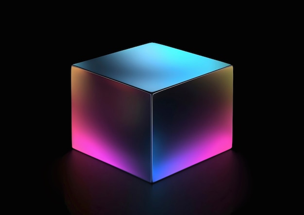 Free photo 3d rendering of holographic cube