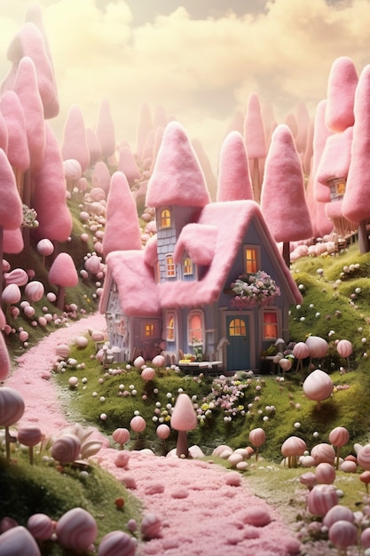 Foto gratuita rendering 3d di una casa fatta di dolci