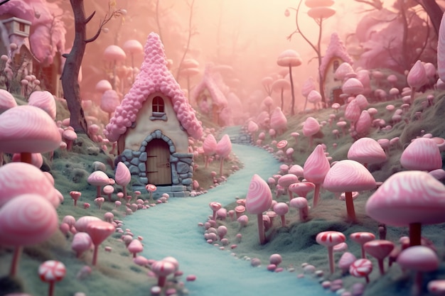 Foto gratuita rendering 3d di una casa fatta di dolci