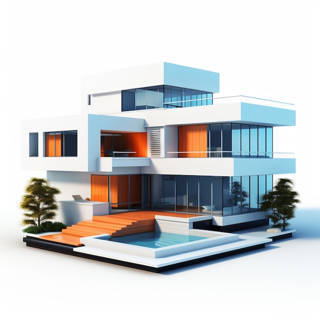 Free photo 3d rendering of house model