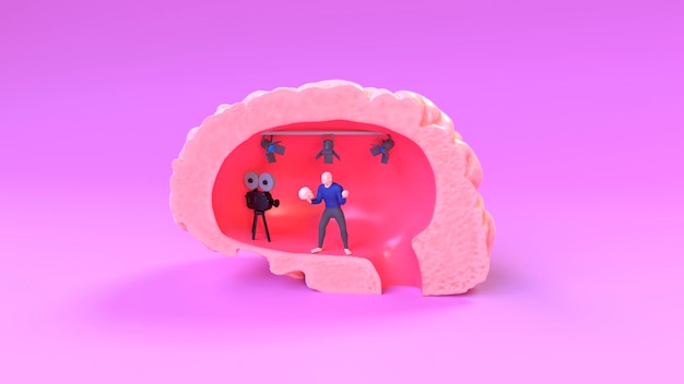 인간 두뇌 개념의 3d 렌더링