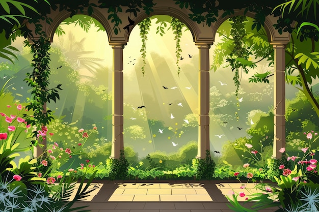 Free photo 3d rendering illustration of botanic garden