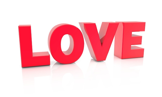 Free photo 3d rendering illustration of love on a white background