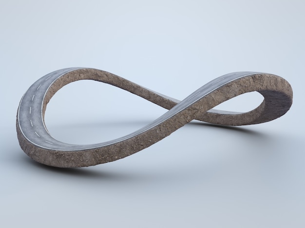 3d rendering of infinity symbol road in adventure route concept