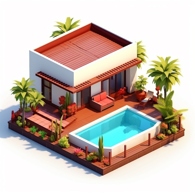 Free photo 3d rendering of isometric house model