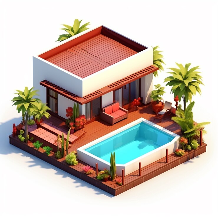 Free Photo 3d rendering of isometric house model