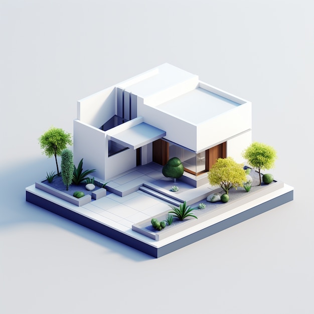 Free photo 3d rendering of isometric house model