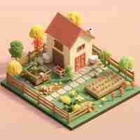 Free photo 3d rendering of isometric house