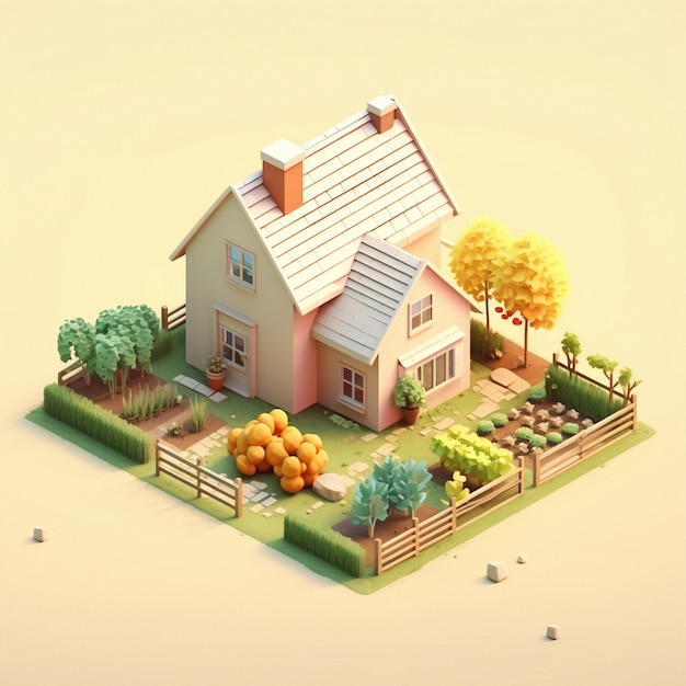 Free photo 3d rendering of isometric house