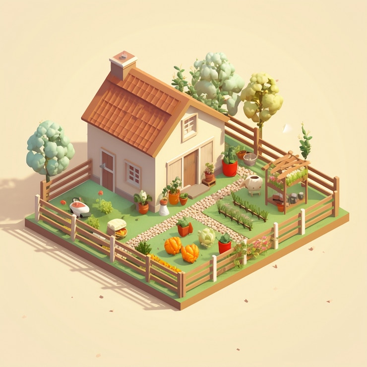 Free Photo 3d rendering of isometric house