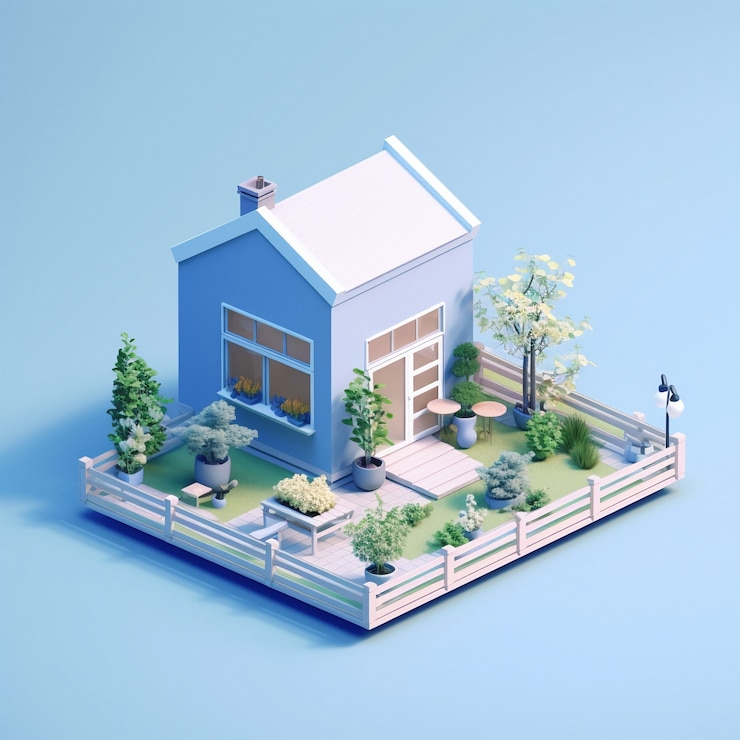Бесплатный Фотография 3d-рендеринг изометрического дома