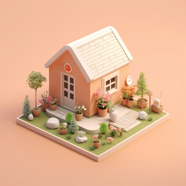 3d rendering of isometric house