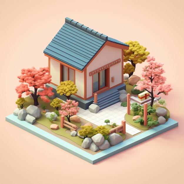 Free photo 3d rendering of isometric house