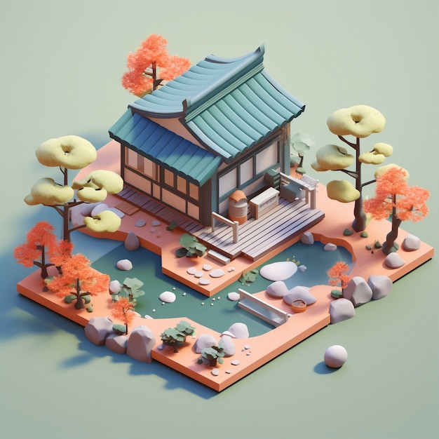 Free photo 3d rendering of isometric house