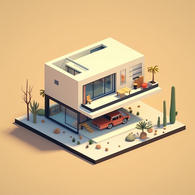 Free photo 3d rendering of isometric house