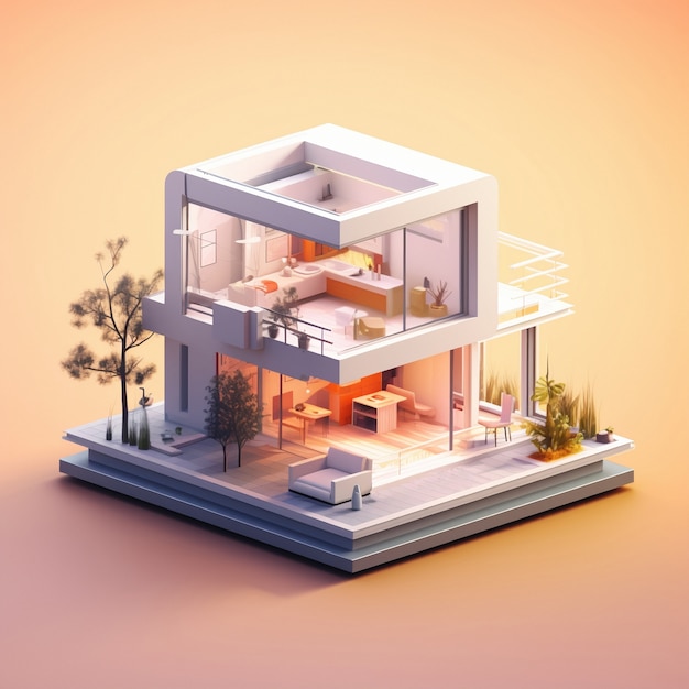 3d rendering of isometric house