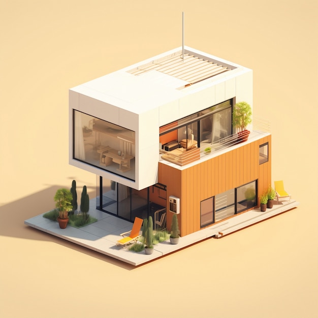 3d Rendering Of Isometric House