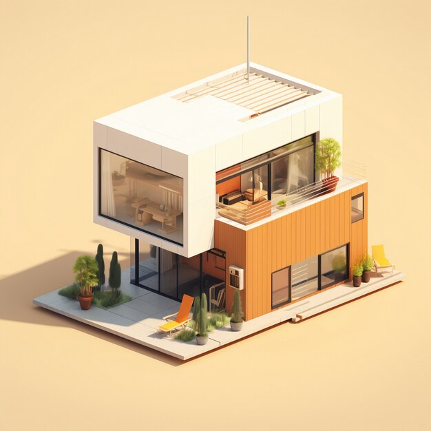 3d rendering of isometric house